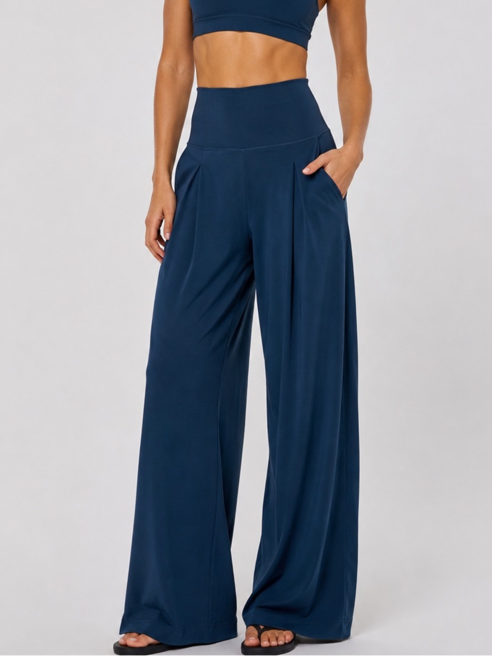 Lululemon Align 28" Palazzo High Rise Pleated Wide Leg Pants Blue Size 0
